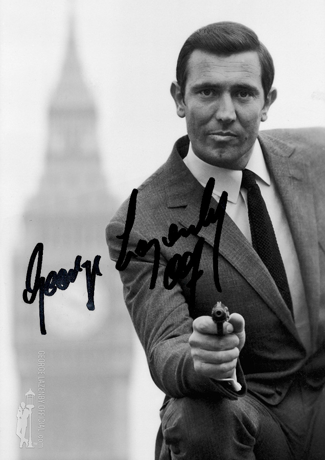 George Lazenby OHMSS autograph signature photo London lamppost big ben parliament walther